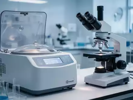 Medizinische Laborausstattung mit Zentrifuge und Mikroskop zur Diagnostik in einer klinischen Umgebung. - Foto: über boerse-global.de