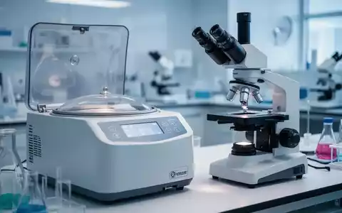 Medizinische Laborausstattung mit Zentrifuge und Mikroskop zur Diagnostik in einer klinischen Umgebung. - Foto: über boerse-global.de