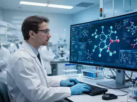 Ein Wissenschaftler analysiert molekulare Strukturen an einem Monitor in einem modernen medizinischen Forschungslabor. - Foto: über boerse-global.de