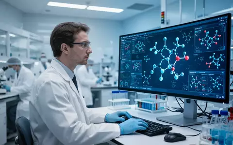 Ein Wissenschaftler analysiert molekulare Strukturen an einem Monitor in einem modernen medizinischen Forschungslabor. - Foto: über boerse-global.de
