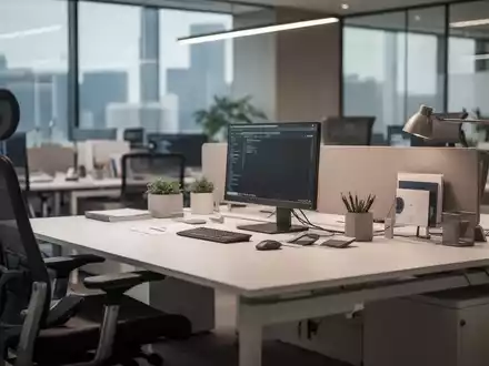 Moderner, barrierefreier Büroarbeitsplatz mit ergonomischer Ausstattung in einer professionellen Arbeitsumgebung. - Foto: über boerse-global.de