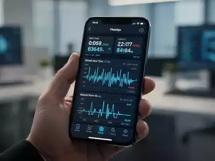 Ein iPhone zeigt eine technische Diagnose-Oberfläche mit Mobilfunk-Daten und Signal-Metriken auf dem Display. - Foto: über boerse-global.de