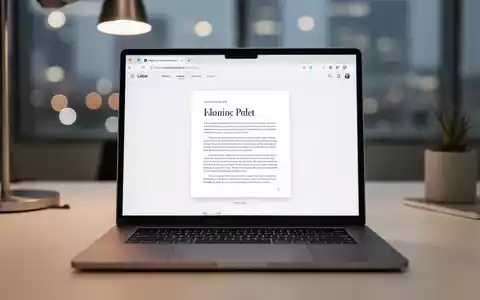 Ein Laptop-Bildschirm zeigt einen Webbrowser mit integrierten PDF-Bearbeitungswerkzeugen in einer modernen Büroumgebung. - Foto: über boerse-global.de