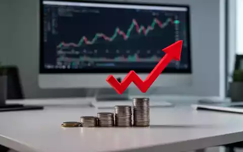 Ein Schreibtisch mit einem Finanzdiagramm auf einem Monitor und einem roten Pfeil, der eine Finanzierungslücke symbolisiert. - Foto: über boerse-global.de