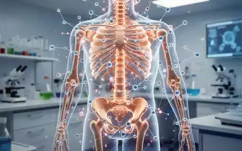3D-Visualisierung der Knochenstruktur mit leuchtenden molekularen Verbindungen zur Darstellung der Knochenheilung. - Foto: über boerse-global.de