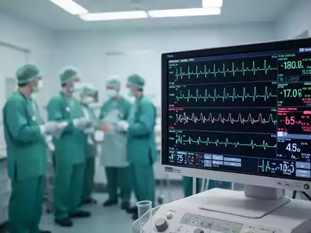 Ein moderner Herzfrequenzmonitor mit Blutdruckdaten in einer kardiologischen Klinik. - Foto: über boerse-global.de