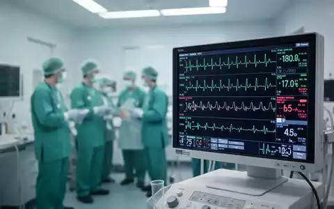 Ein moderner Herzfrequenzmonitor mit Blutdruckdaten in einer kardiologischen Klinik. - Foto: über boerse-global.de