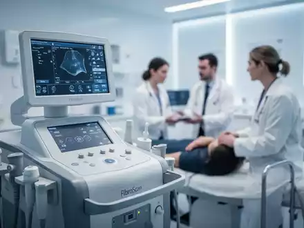 Ein modernes medizinisches Diagnosegerät in einer klinischen Umgebung zur Untersuchung von Leber- und Herzrisiken. - Foto: über boerse-global.de