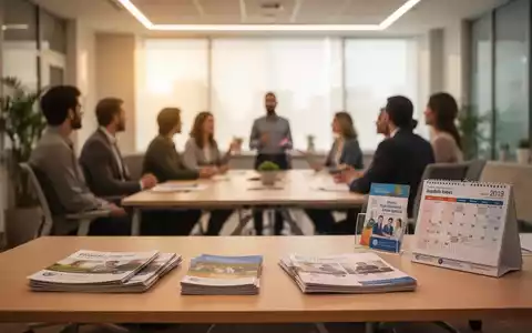 Ein heller, freundlicher Besprechungsraum mit Informationsmaterialien und einem Kalender für soziale Netzwerkarbeit. - Foto: über boerse-global.de