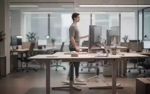 Moderner, ergonomischer Büroarbeitsplatz mit höhenverstellbarem Schreibtisch zur Prävention von Rückenschmerzen. - Foto: über boerse-global.de