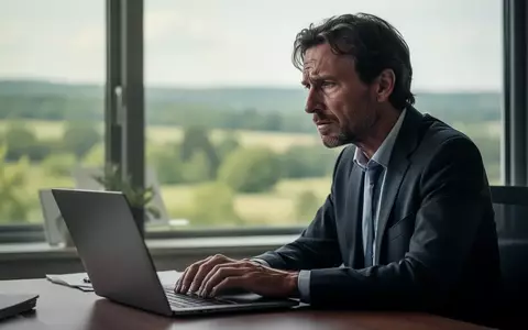 Ein erschöpfter Berufstätiger blickt nachdenklich aus einem Fenster, während er an seinem Schreibtisch sitzt. - Foto: über boerse-global.de