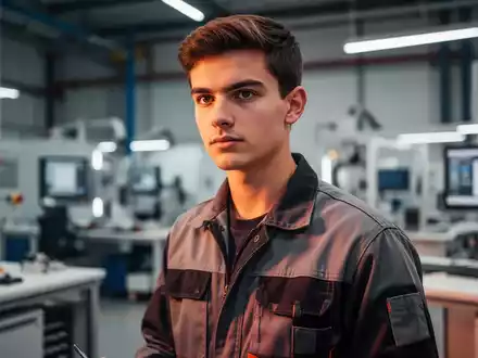 Ein junger Auszubildender in einer modernen, professionellen Arbeitsumgebung, der eine fundierte Berufsausbildung repräsentiert. - Foto: über boerse-global.de