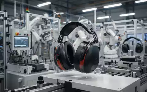 Gehörschutz in einer modernen Industrieumgebung zur Veranschaulichung von Lärmschutzmaßnahmen am Arbeitsplatz. - Foto: über boerse-global.de