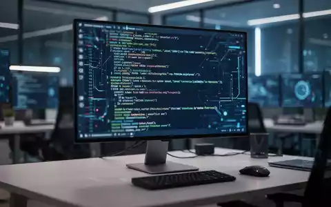 Ein moderner Computerbildschirm mit unscharfem Systemcode in einem professionellen Büro, symbolisiert IT-Wartung. - Foto: über boerse-global.de