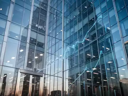 Moderne Glasfassade eines Bürogebäudes bei klarem Himmel als Symbol für wirtschaftliches Wachstum. - Foto: über boerse-global.de