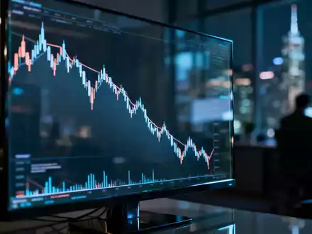 Ein fallender Aktienkurs auf einem modernen Monitor in einem Büro. - Foto: über boerse-global.de