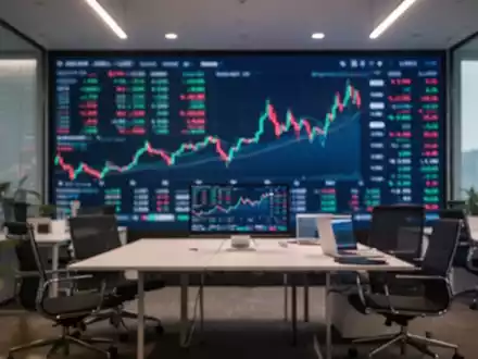 Digitales Finanzdiagramm vor einem unscharfen modernen Bürohintergrund als Symbol für Börsenwachstum. - Foto: über boerse-global.de