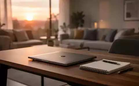 Ein aufgeräumter Schreibtisch mit geschlossenem Laptop und Notizbuch in einer ruhigen, privaten Umgebung. - Foto: über boerse-global.de