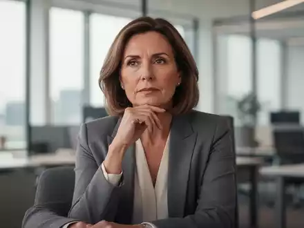 Eine konzentrierte Frau in einem modernen Büro als Symbol für kognitive Veränderungen während der Perimenopause. - Foto: über boerse-global.de