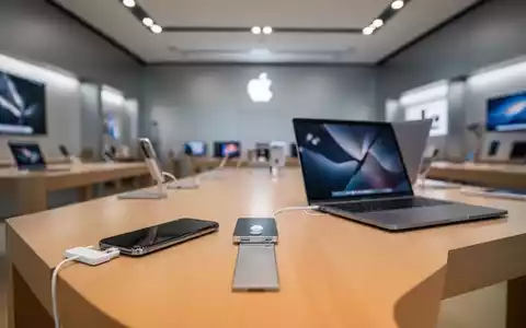 Moderne Apple-Produktpräsentation mit Smartphone und Laptop auf einem sauberen Holztisch. - Foto: über boerse-global.de