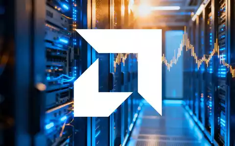 Abstrakte Darstellung eines Rechenzentrums mit blauen und bernsteinfarbenen Lichteffekten als Symbol für die Halbleiterbranche. - Foto: über boerse-global.de