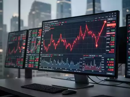 Digitales Finanzdiagramm mit fallendem Aktienkurs auf einem modernen Handelsbildschirm. - Foto: über boerse-global.de