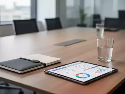 Ein moderner, aufgeräumter Konferenztisch mit digitalen Arbeitsgeräten und Notizbuch als Symbol für agiles Projektmanagement. - Foto: über boerse-global.de