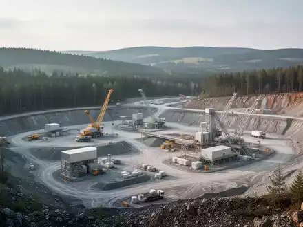 Moderne Lithium-Abbauanlage im Erzgebirge mit Fokus auf industrielle Infrastruktur und Bergbaulandschaft. - Foto: über boerse-global.de