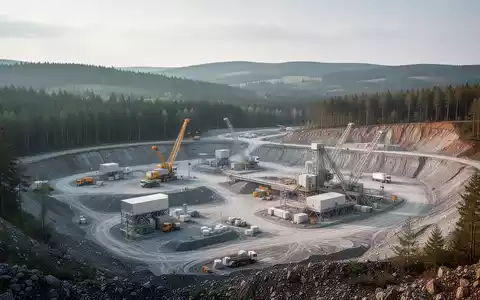 Moderne Lithium-Abbauanlage im Erzgebirge mit Fokus auf industrielle Infrastruktur und Bergbaulandschaft. - Foto: über boerse-global.de