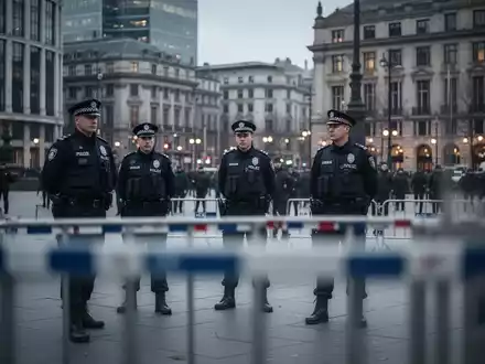 Polizeipräsenz auf einem öffentlichen Platz zur Sicherung einer Großveranstaltung. - Foto: über boerse-global.de