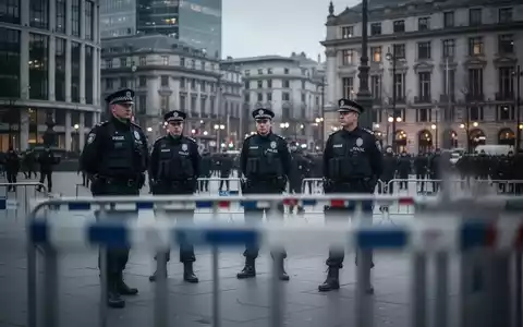 Polizeipräsenz auf einem öffentlichen Platz zur Sicherung einer Großveranstaltung. - Foto: über boerse-global.de