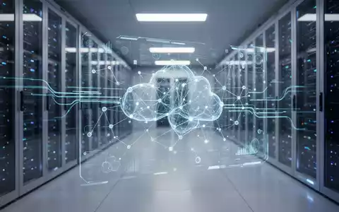 Moderner Serverraum eines Rechenzentrums mit abstrakten digitalen neuronalen Netzwerkdatenströmen über Serverracks. - Foto: über boerse-global.de
