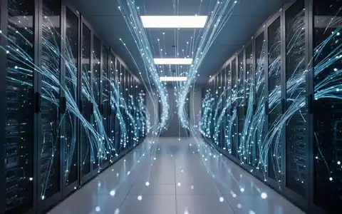 Modernes Rechenzentrum mit blau leuchtenden Server-Racks für Cloud-Computing und KI-Infrastruktur. - Foto: über boerse-global.de