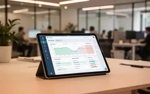 Tablet mit digitaler Zeiterfassungs-App auf einem modernen Büroschreibtisch. - Foto: über boerse-global.de