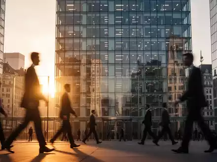 Moderne Bürogebäude in einem europäischen Finanzviertel bei Sonnenuntergang als Symbol für regulatorische Transparenz. - Foto: über boerse-global.de
