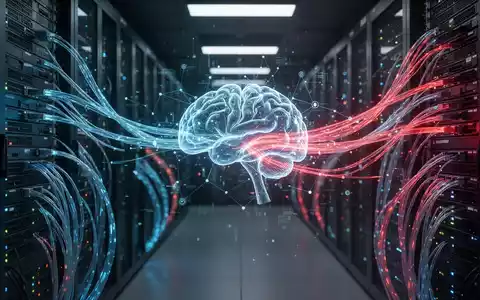 Digitale Visualisierung eines leuchtenden neuronalen Netzwerks, das autonome KI-Cyberbedrohungen in einem Serverraum darstellt. - Foto: über boerse-global.de