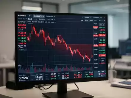 Roter Aktienchart mit fallender Kurve auf einem Finanzterminal - Foto: über boerse-global.de