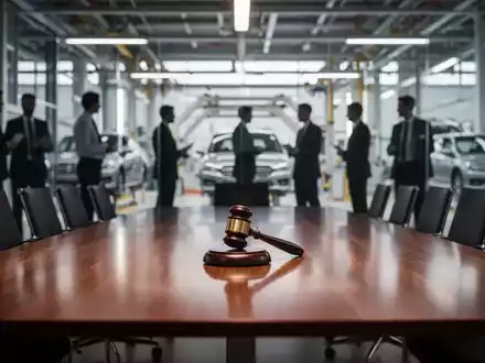 Moderner Konferenztisch in einem Bürogebäude als Symbol für juristische Auseinandersetzungen in der Industrie. - Foto: über boerse-global.de