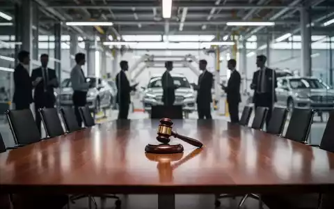 Moderner Konferenztisch in einem Bürogebäude als Symbol für juristische Auseinandersetzungen in der Industrie. - Foto: über boerse-global.de