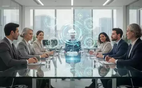 Ein Team von Fachleuten arbeitet an einem Tisch, über dem komplexe Daten zur Kreislaufwirtschaft digital visualisiert sind. - Foto: über boerse-global.de