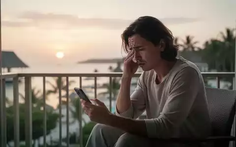 Eine erschöpft wirkende Person sitzt nachdenklich auf einem Balkon während eines Urlaubs. - Foto: über boerse-global.de