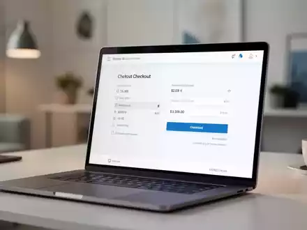 Ein Laptop-Bildschirm zeigt einen digitalen Bezahlvorgang, Symbol für moderne E-Commerce-Zahlungsintegration. - Foto: über boerse-global.de