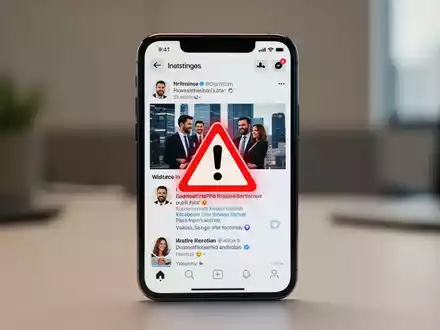 Smartphone mit Social-Media-Feed und Warnsymbol als Symbolbild für regulatorische Bußgelder bei Influencern. - Foto: über boerse-global.de