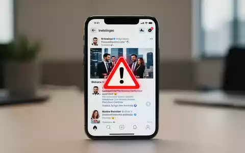 Smartphone mit Social-Media-Feed und Warnsymbol als Symbolbild für regulatorische Bußgelder bei Influencern. - Foto: über boerse-global.de