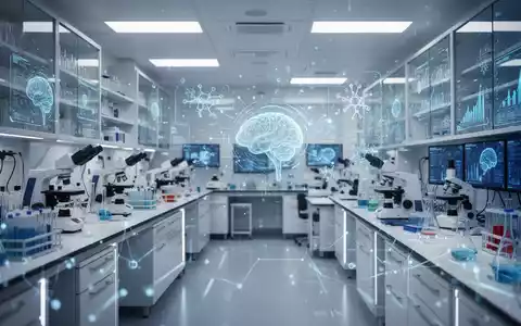 Abstrakte Darstellung moderner Biotechnologie und künstlicher Intelligenz in einem Laborumfeld. - Foto: über boerse-global.de
