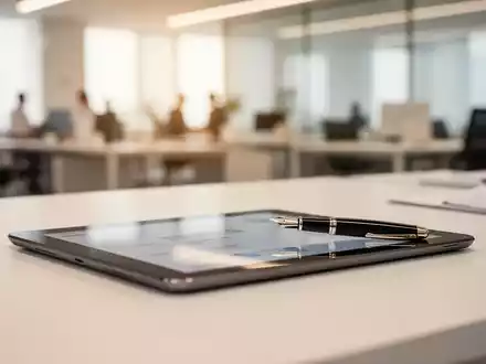 Ein moderner Schreibtisch mit Tablet und Füllfederhalter als Symbol für den Bürokratieabbau in der Wirtschaft. - Foto: über boerse-global.de