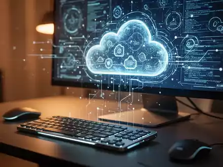 Ein moderner Computerarbeitsplatz mit digitaler Benutzeroberfläche, der die technologische Entwicklung von Betriebssystemen symbolisiert. - Foto: über boerse-global.de