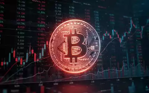 Digitales Bitcoin-Symbol vor einem komplexen, dunkel gehaltenen Finanz-Chart. - Foto: über boerse-global.de