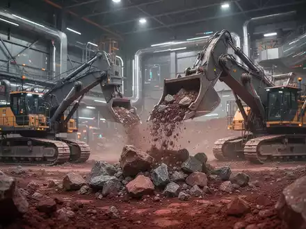 Moderne Bergbauanlage mit industriellen Maschinen und Mineralienabbau. - Foto: über boerse-global.de