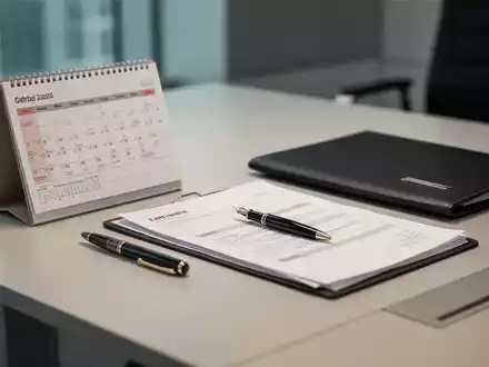 Ein moderner Schreibtisch mit Kalender und Dokumenten als Symbol für die Urlaubsplanung im Arbeitsalltag. - Foto: über boerse-global.de